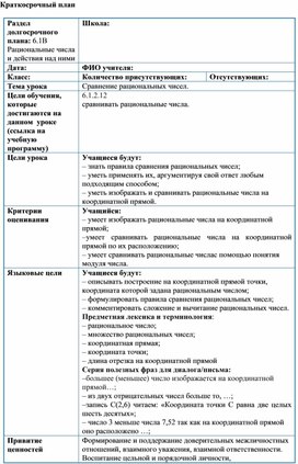 Обложка для материала 9. Сравнение рациональных чисел. Вариант 1