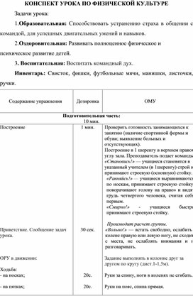 Обложка для материала Конспект занятия по футболу №1