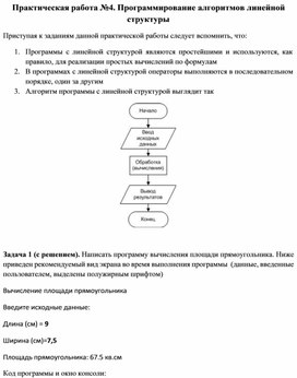 Обложка для материала Программирование алгоритмов линейной структуры