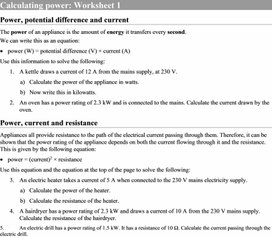 Обложка для материала 10.3 B Direct current work and power of current worksheet 1 variant