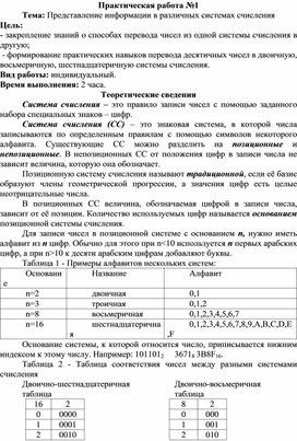 Обложка для материала Представление информации в различных системах счисления