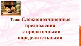 СПП с  придаточными определительными, 9класс