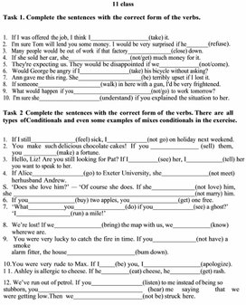Обложка для материала Условные предложения (Conditionals). 11 класс
