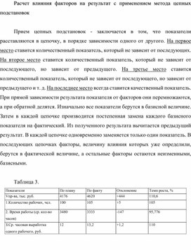 Обложка для материала Расчет влияния факторов на результат с применением метода цепных подстановок