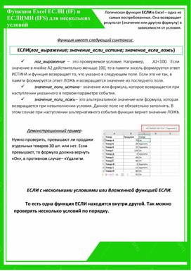 Обложка для материала Функции Excel ЕСЛИ (IF) и ЕСЛИМН (IFS) для нескольких условий
