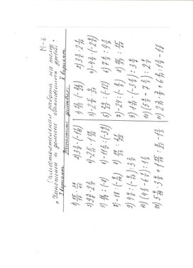 Самостоятельная работа  по теме "Умножение и деление обыкновенных дробей " (6 класс)