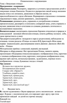 Интегрированное занятие в старшей группе на тему "Зимующие птицы"