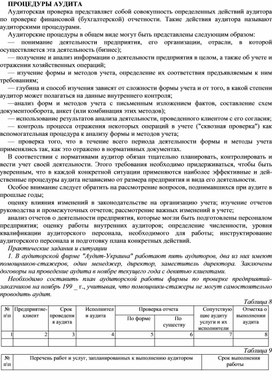 Обложка для материала ПРОЦЕДУРЫ АУДИТА