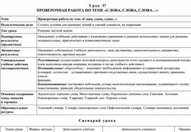 Урок 37 ПРОВЕРОЧНАЯ РАБОТА ПО ТЕМЕ «СЛОВА, СЛОВА, СЛОВА…»