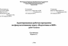 Адаптированная программа по подготовке ВПР (для 4 класса)