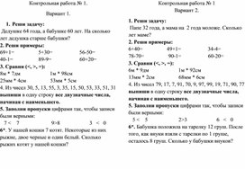 Контрольная работа по математике