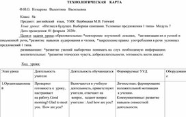 Технологическая карта урока. 8 класс