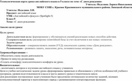 Технологическая карта урока английского языка в 5 классе "С днем рождения"