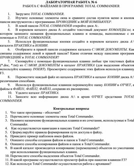 Обложка для материала Практическая работа по теме РАБОТА С ФАЙЛАМИ В ПРОГРАММЕ TOTAL COMMANDER