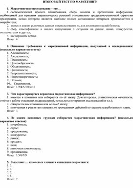 Обложка для материала Итоговый тест по маркетингу