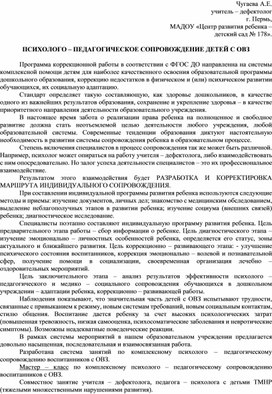 "Психолого - педагогическое сопровождение детей с ОВЗ"