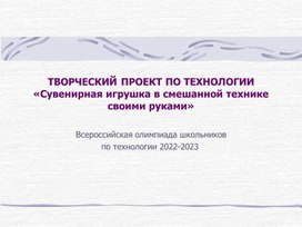 Обложка для материала Презентация проекта "Сувенирная игрушка в смешанной технике"