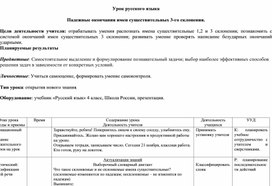 Обложка для материала Падежные окончания имён существительных 3 склонения.