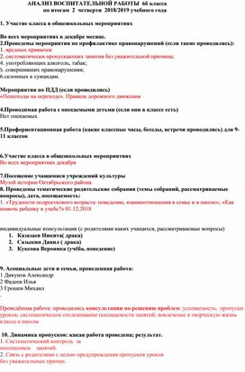 Анализ воспитательной работы в 6 классе.