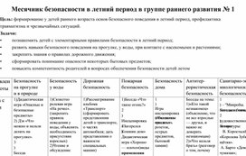 Обложка для материала Месячник безопасности в летний период в группе раннего развития № 1