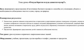 Конспект урока по окружающему миру на тему "Откуда берется и куда девается мусор" (1 класс)