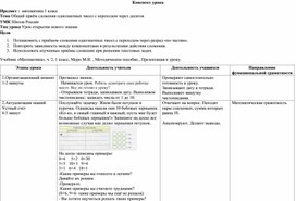 ТЕХНОЛОГИЧЕСКАЯ КАРТА УРОКА: Общий приём сложения однозначных чисел с переходом через десяток, математика 1 класс