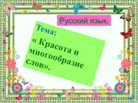 Обложка для материала Презентация по русскому языку  Тема:"Красота и многообразие слов" (Внеклассное мероприятие).