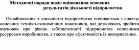 Обложка для материала Методичні поради щодо оцінювання основних результатів діяльності підприємства