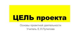 Обложка для материала Урок проектной деятельности ЦЕЛЬ ПРОЕКТА