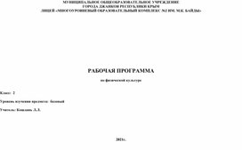 Обложка для материала Рабочая программа по физической культуре 2 клаас