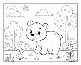 Обложка для материала Раскраска для детей 3-6 лет "Забавный медвежонок"