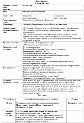 Урок кросс по русскому языку 3 класс Имя существительное.