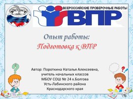 Опыт работы: подготовка к ВПР