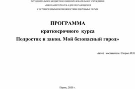 Обложка для материала Программа краткосрочных курсов "Подросток и закон. Мой безопасный город"