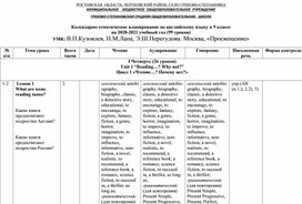 Календарно-тематическое планирование по английскому языку в 9 классе  на 2020-2021 учебный год (99 уроков) УМК: В.П.Кузовлев, Н.М.Лапа, Э.Ш.Перегудова. Москва, «Просвещение»