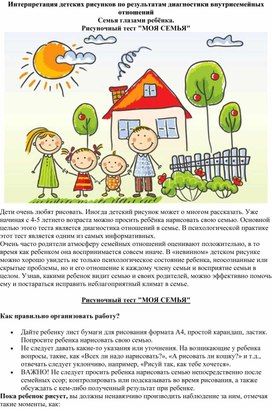 Обложка для материала Интерпретация детских рисунков по результатам диагностики внутрисемейных отношений Семья глазами ребёнка.  Рисуночный тест "МОЯ СЕМЬЯ"