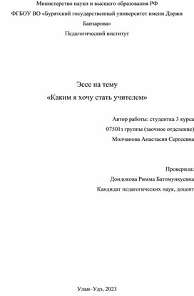 Эссе на тему  «Каким я хочу стать учителем»