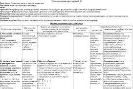Обложка для материала Технологическая карта урока № 23 Тема урока: Разложение числа на простые множители