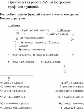Обложка для материала Практическая работа №5. «Построение графиков функций».