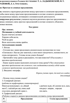 Конспект по теме: Простые и сложные предложения.