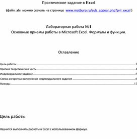 Обложка для материала Основные приемы работы в Microsoft Excel. Формулы и функции.