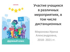 Презентация: Участие учащихся в различных мероприятиях, в том числе дистанционных