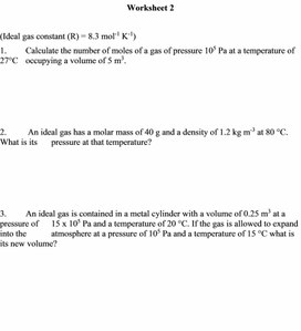 Of molecular-kinetic theory Ideal gas Worksheet 2