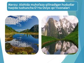 Tabiatni muhofaza qilish - landshaftning bir butunligi, tabiiy komponentlarning o‘zaro muvozanatini muhofaza qilishga qaratilgan. Landshaftlarni muhofaza qilishning juda ko‘p shakllari mavjud. Bular: qo‘riqxonalar, zakazniklar, rezervatlar, xalq bog‘lar idan iborat. Tabiatni muhofaza qilish ayrim hududlarda tabiiy kompleksni (landshaftlarni) o‘z holicha maxsus rejim bilan qo‘riqlashni ham talab qiladi.