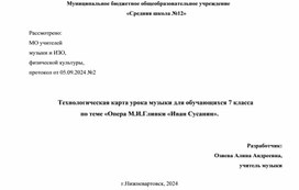 Технологическая карта урока музыки для обучающихся 7 класса по теме «Опера М.И.Глинки «Иван Сусанин».