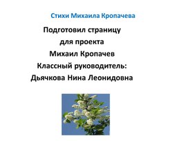 Стихи Михаила Кропачева