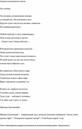 Анализ поэтического текста.