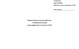 Перспективно-тематический план учебной практики  264 часа "Повар"