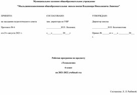 Рабочая программа технология 6 класс