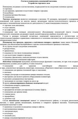 Обложка для материала Состав и взаимосвязь помещений магазина. Устройство торгового зала